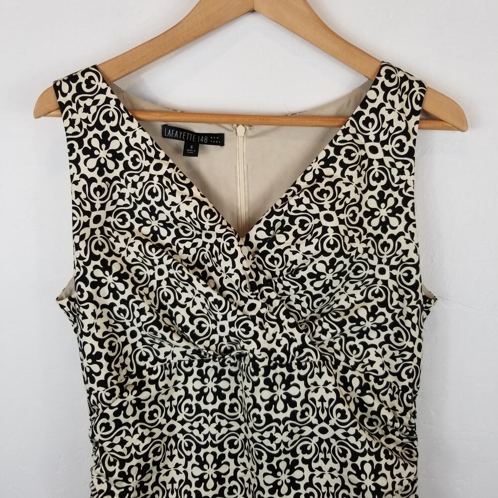 Lafayette 148 Sleeveless Ruched Surplice Neckline Sheath Dress Size 8 - Picture 4 of 10